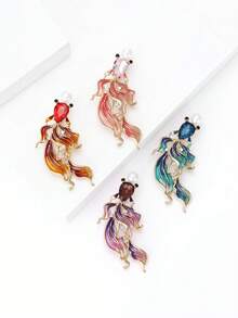 Fashionable Rhinestone Faux Pearl Goldfish Brooch For Women Animal Brooch Dress Suit Pin Accessories Party Banquet Gift