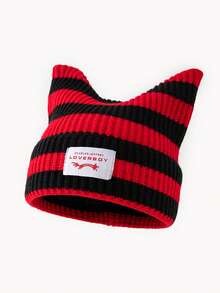 1pc Men's Unique Cat Ear Sewn Label Y2K Knit Beanie, Suitable For Autumn/Winter Warmth And Everyday Wear Winter Warm - A - View 22