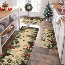 1/2/3 件装加厚 0.47 英寸/1.2 厘米圣诞厨房地垫套装 - 圣诞装饰，一品红图案，防滑记忆海绵底，适用于厨房、家庭办公室、洗衣房、浴室装饰 - 彩色 - 查看 16