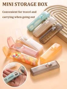 便携式牙签棉签收纳盒 - 带盖塑料旅行牙签盒，多功能口袋大小收纳盒，适用于家庭、办公室、露营和旅行 - 家用工具 - 彩色 - 查看 11