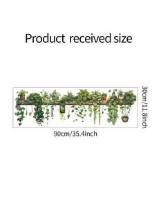 1 件绿色植物和吊篮花卉主题 - 自粘塑料表面装饰 - 植物形状，具有装饰功能 - 一体式墙贴，适用于卧室和客厅装饰 - 彩色 - 查看 7