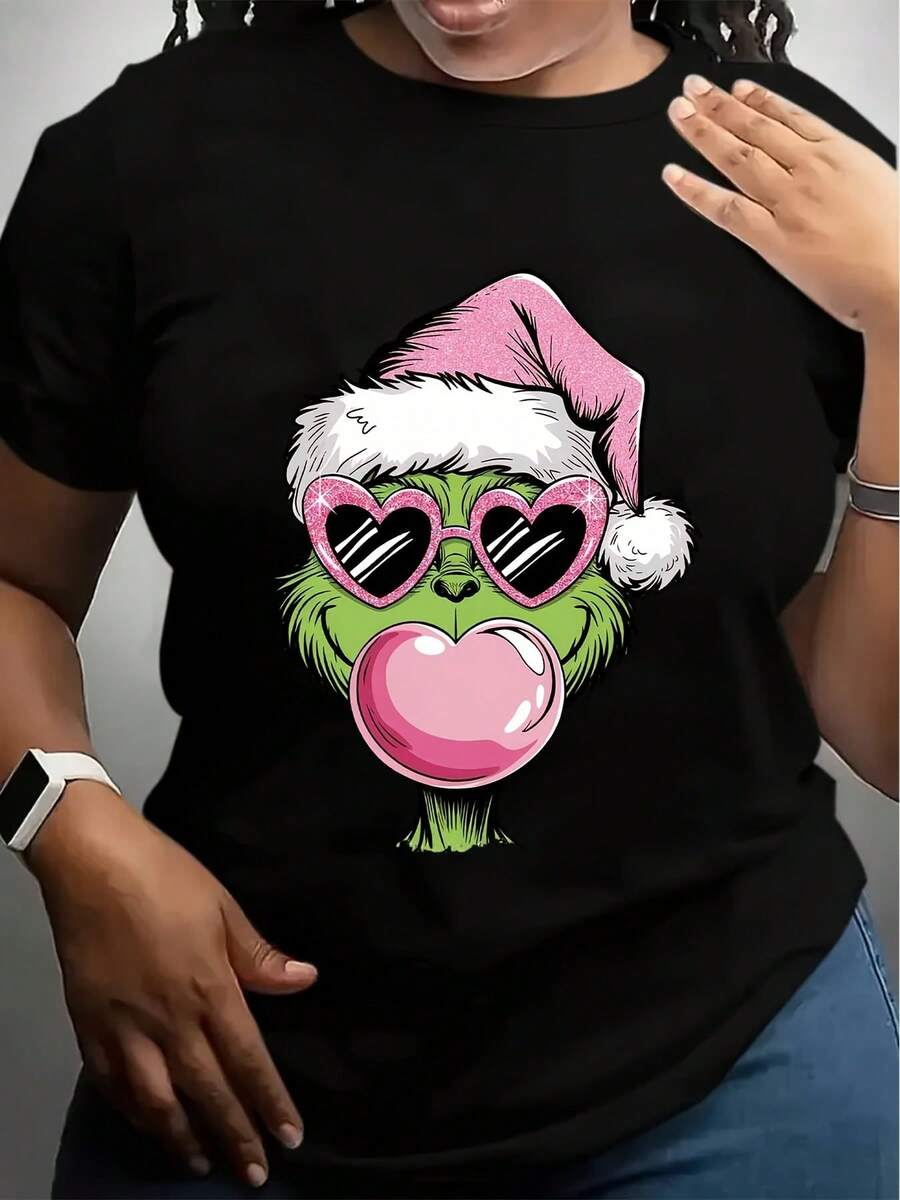 Christmas Santa Heart Sunglasses  Women's T-Shirt For Holiday Party - màu đen - Xem 1