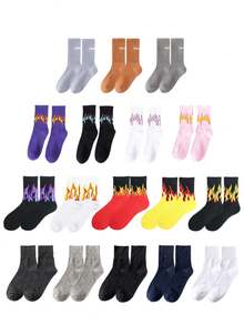 1/4/5 Pairs Mid-Calf Socks In Rock And Hip-Hop Style For Autumn And Winter, The Preferred Choice For Street Trendsetting Youths