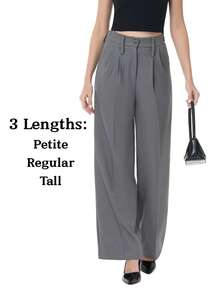 Women's Petite/Regular/Tall 3 Lengths Wrinkle-Free Flowy Office Dress Pants Slacks Breathable Workout Casual Wide Leg Stretchy High Waist Business Trousers - Màu Xám nhạt - Xem 10