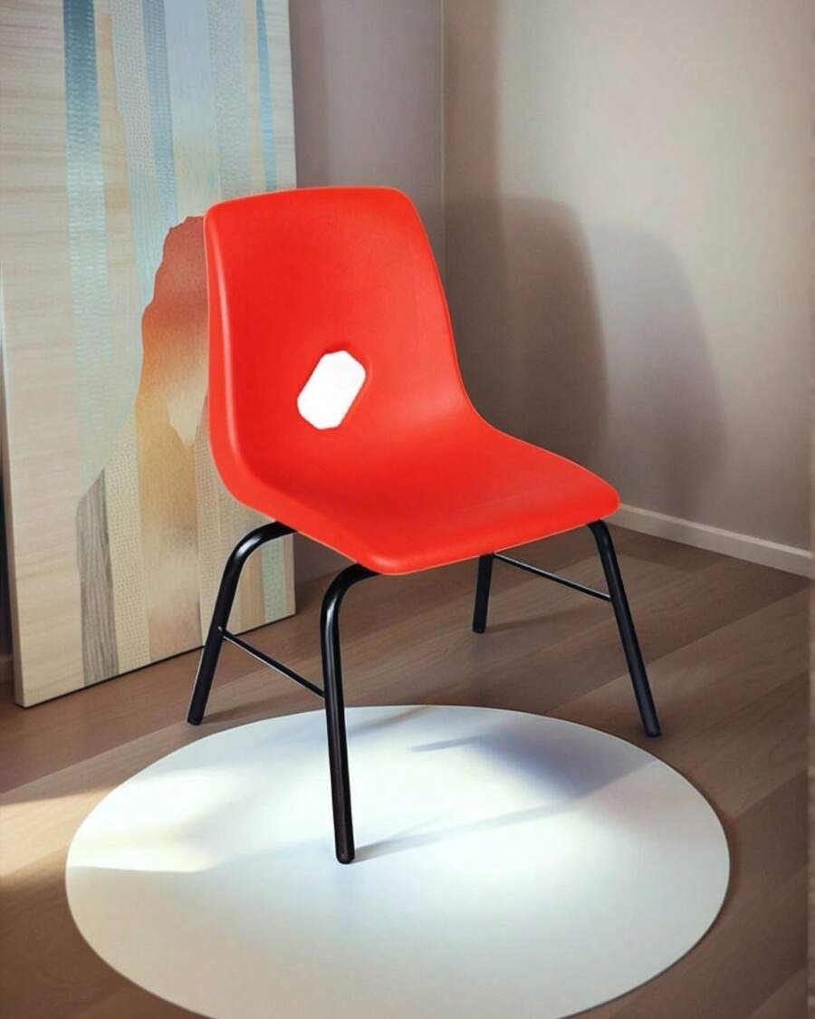 Silla infantil apilable, con asiento y respaldo en una sola pieza tipo concha de polipropileno - Rojo - Ver 1