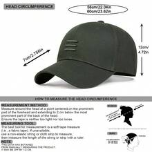 1 pieza Gorra de béisbol para hombre con bordado de 3 rayas, ajustable, con protección solar para exteriores, sombrero de ocio para primavera, otoño, viajes y playa - Verde militar - Ver 4