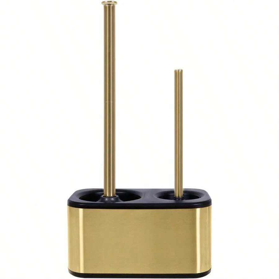 Toilet Brush And Plunger Set With Holder Sleek Minimalist Modern Gold Bathroom Accessories Toilet Plunger And Toilet Bowl Brush Combo - Gold - View 1