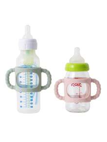 1pc Silicone Baby Bottle Handles, Easy Grip Removable Handles For Bottle To Sippy Cup Transition, Universal Fit - Green - View 10