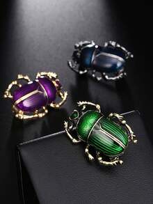 1pc Vintage Enamel Beetle Shape Brooch For Women Men Insect Animal Versatile Clothing Decoration Brooch Jewelry Christmas Gifts - Beetle Brooch - View 2