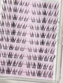 100pcs White Magnolia Glue-Free Segmented Cluster False Eyelashes, Natural & Realistic Asymmetrical Horizontal Enlargement Single Cluster Transparent C-Curl Eyelashes