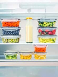1 件食品容器，带盖食品塑料 Pp 储存容器，密封防漏简易弹簧锁和塑料容器套装，适用于野餐、露营、办公室和学校、厨房用品、冰箱储存和冷却。 - 彩色 - 查看 7