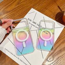 Shockproof Magnetic Colorful Gradient Transparent Phone Case For Aurora, Compatible With IPhone 17 Air 16 15 14 Plus 13 12 11 Pro Max, Transparent Protective Cover Spring Gift,International Version, Not The Domestic Version - Color - View 4