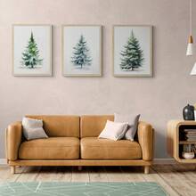 3 pièces/set, canevas murale, Décoration murale encadrée, Décoration de sapin de Noël vintage sur canevas, Imperméable, Convient pour la décoration intérieure et extérieure - Parfait pour le salon, la chambre, la salle de bain, la salle à manger, les passionnés de décoration de Noël et de la maison, Décoration de Noël