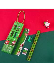 Christmas Gift Box Pencil Set, Handheld Stationery, Christmas Neutral Pen Stationery Set For Students, Cute Christmas Stationery, Stationery Set As Cute Christmas Surprise Gift