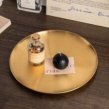 1 pièce Plateau décoratif de style nordique minimaliste, plateau doré haut de gamme, plateau de rangement de luxe en acier inoxydable pour les cosmétiques, les bijoux, les parfums et les bougies