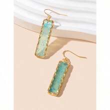 2pcs Fashionable Multicolor Glitter Acrylic Square Earrings - Blue - View 9