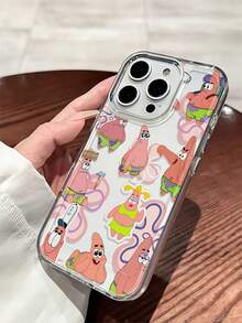 SpongeBob SquarePants 1pc Transparent Space Case Cartoon Flower & Starry Sky Pattern Perforated Anti-Drop Phone Case Protective Cover Compatible With Samsung/Compatible With IPhone 16/15/14/13/12/11 Pro Max/12 Pro/14 Plus And Other Models - Multicolor - View 1