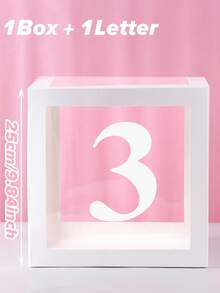 1pc 25cm White Number Transparent Box(Box&Letter), Transparent Balloon Box Gift Box, DIY Free Combination Numbers,Birthday Party Background Decoration Box, 1st Birthday Party Scene Setting Number Box, Babe Shower Decoration, Transparent Balloon Box Gift Box, Gender Reveal Party Decor Balloon Box, Room Decor Balloon Storage Box, Party Background Photography Props, Party Favor
