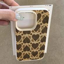 1pc Elegant Retro Floral & Heart Pattern TPU Phone Case, Compatible With Iphone/ Phones - White - View 3