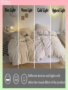 3 件套米色床上用品套装，1 个羽绒被套和 2 个枕套，柔软舒适的纺织品，亲肤，多种颜色可选，适合宿舍房间，简约时尚的家居装饰，柔软舒适的卧室床上用品，可水洗套装，无需填充物 - 卡其色 - 查看 7