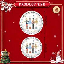 10pcs/20pcs/40pcs/50pcs,Christmas Nutcracker Paper 7inch And 9inch Plates Merry Christmas Round Party Plates Winter Holiday Ballet Rocking Horse Fairy Ornaments Disposable Dinner Dessert Plates For Xmas Events Gatherings Party Supplies - White - View 2