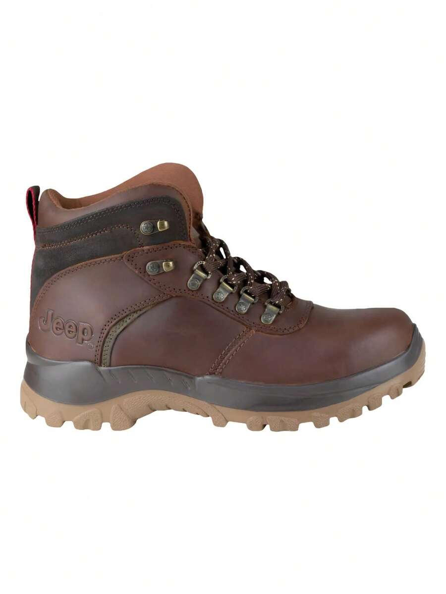 Jeep Bota Con Casquillo Para Caballero Alta Calidad Cuero Genuino Diseño Tobillo Alto Para Montar Comodidad Duradero Estilo Clásico Caballero Botas Hombre - marrón - Ver 1