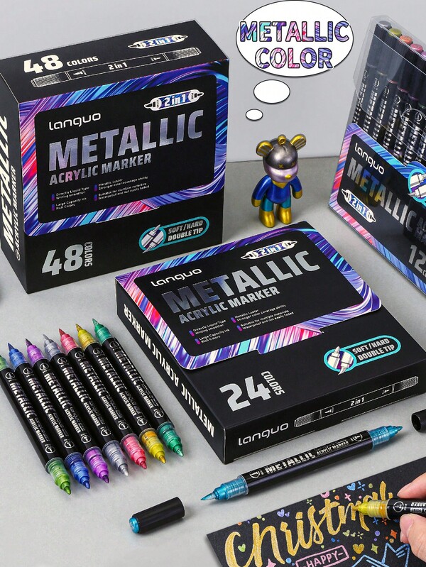 12/24/48 Colors Dual Tip Soft & Hard Tip Markers, Blue Fruit Metal Ink, Graffiti, Model, DIY, Art Students, Painting, Non-Bleed Through