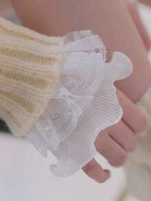 1 Pair Women's Lace Trim Detachable Cuffs, Lightweight Sweatshirt/Sweatshirt Sleeve Extender, Cute Lolita Style Accessory, Suitable For Cosplay, Manicure, Photography Props - One Size - View 3