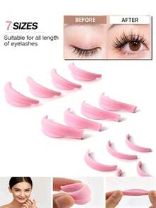 7pcs Reusable Eyelash Lift Kit, Includes Eyelash Perm Pad, Silicone Eyelash Lift Pads, Eyelash Curler, Applicator, Eyelash Assist Tools, Eyelash Perm Solution, Silicone Eyelash Curler, Eyelash Lift Rod, Makeup Beauty Tools - Baby Pink - View 3