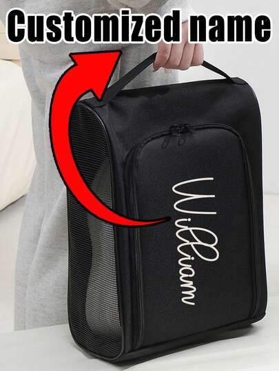 Personalized Name,Exclusive To You Travel Shoe Storage Bag, Prevent Theft Basketball And Football Shoe Bag, Portable Business Trip And Travel, Shoe Bag Packaging, Dust-Proof Slipper Bag, Sneaker Bag, Outdoor Business Trip Waterproof Sports Shoe Bag, Mesh Breathable Men's And Women's Football Shoe Bag, Unisex, Practical Gift For Boyfriend And Girlfriend, Essential For Business Trip And Back To School