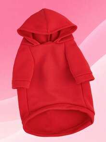 1pc Red Pet Sweatshirt, Warm Thermal Lining Pet Clothes For Autumn/Winter, Suitable For Teddy, Poodle, Small Dogs, British Shorthair Cats, Anti-Shedding - Red - View 6