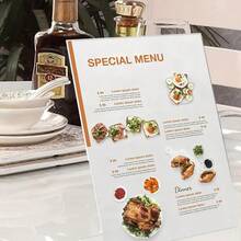 2 piezas Soporte inclinado de acrílico de 4x6 pulgadas: Soporte inclinado para exhibir letreros, menús, volantes y documentos - Organizador de escritorio transparente para cafés, tiendas, oficinas, bares y restaurantes