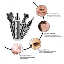 4-In-1 Rechargeable Electric Nose Hair Trimmer, Ear, Eyebrow Trimmer And Shaver, Personal Care Set For Men - Kemei KM-6630