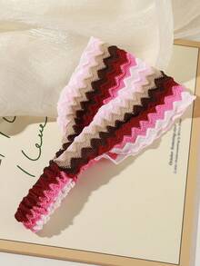 1pc Retro Colorful Striped Wavy Knitted Headband, Wide Boho Style Hair Accessory Suitable For Daily Life, Autumn Outdoor Activities Winter Scarf Warm Hair Bands Women Bandanas Women Hair Accessories - Multicolor - View 8