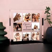 1个定制方形亚克力照片拼贴块 – 可上传9张家庭/情侣照片，打印清晰，可独立摆放，适合任何场合，如圣诞节、万圣节、周年纪念日、婚礼、生日礼物 - 多色2 - 查看 5