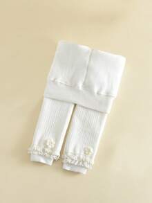 1 件婴儿女孩厚实保暖柔软打底裤，舒适紧身裤，适合新生儿和幼儿