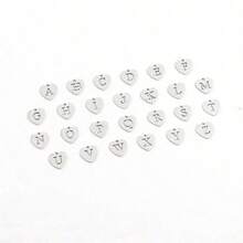 1pc Fashion Stainless Steel Heart Initial Pendant Toggle Clasp Chain Necklace Women Party Valentines,Mom,Mother,Mother's Day, - 銀色 - 查看 2