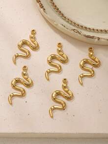 5 piezas Colgante con forma de serpiente, chapado en oro de 18K, acero inoxidable, collar, aretes, joyería de estilo punk, para hombres y mujeres, accesorios de moda DIY para decoración de fiestas