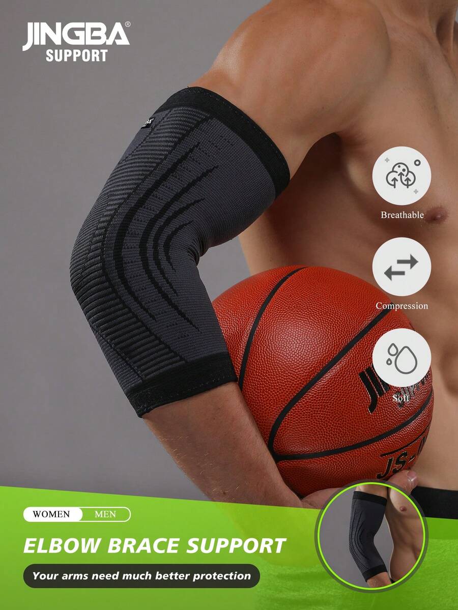 JINGBA SUPPORT 1 Pc Breathable Compression Elbow Support Sleeve For Basketball & Weightlifting For Women Men - Black - View 1