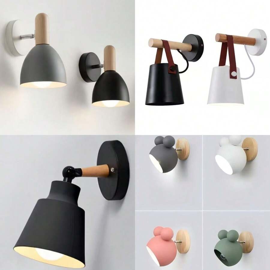 1pc Nordic Macaron Wall Lamp, Bedroom Bedside Lamp, Modern Minimalist Dining Room Hallway Staircase Living Room Lighting, Night Light - Small Macaron Wall Lamp - View 1