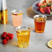 Berry Bloom Vasos Reutilizables con Borde Dorado Paquete Con Piezas, Copas Elegantes para Fiestas, Bodas, Postre, Cócteles, Vino (10 ONZAS) - 9 ONZAS - Ver 10