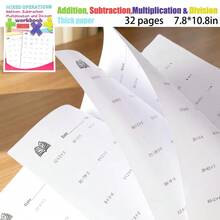 1pc Reusable Mixed Math Practice Notebook. Suitable For Elementary Grade 1-6 Math Workbook, Mixed Addition Subtraction Multiplication Division Practice Book, 32 Days Timed Arithmetic Practice Notebook