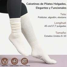 3 Pares Calcetas Pilates Mujer Antiderrapantes, Calcetines de Yoga para Mujeres con Agarre, Calcetas Deportivas Dama Largas Algodón, Pilates Socks, Calentadores de Piernas - 1 - Ver 7