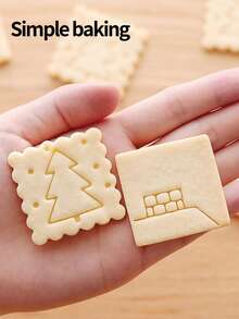 مجموعة من قطعتين من قوالب قطع بسكويت عيد الميلاد الرجعية، قالب بسكويت للأم والطفل، قالب بسكويت مربع، ديكور عيد الميلاد، قالب تزيين الكيك، أداة صنع الحلويات