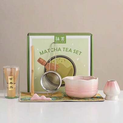 1pc/4pcs/7pcs Set Vintage Matcha Bowl, Matcha Preparation Tools, Matcha Whisk, Japanese Style Ceramic Tea Bowl, Mixer, Tea Whisk, Kiln Renovation Tool Set