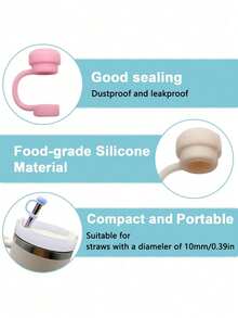 6 件/2 件吸管盖可重复使用硅胶吸管盖，兼容 杯防溢漏塞防溅防尘吸管盖，返校必备，硅胶吸管盖防尘杯配件 - 無色 - 查看 3