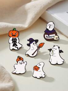1pc/6pcs Dark Gothic Demon, Ghost, Pumpkin, Skull Brooch Pins, Halloween Costume Decor, Gothic Vibe Party, Special Occasion Christmas Gift