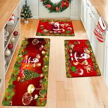 1/2/3 pezzi Tappetino da cucina natalizio di Babbo Natale rosso rinforzato, spesso 1,2 cm, imbottito, antifatica, decorazione natalizia per la casa, tappeto natalizio per la cucina