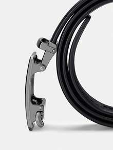 WilliamPOLO Genuine Leather Belt For Men, Casual Waist Belt, 3.5cm Width, Adjustable Automatic Buckle, Can Be Trimmed To Fit