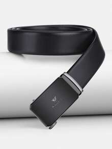 WilliamPOLO Genuine Leather Belt For Men, Casual Waist Belt, 3.5cm Width, Adjustable Automatic Buckle, Can Be Trimmed To Fit